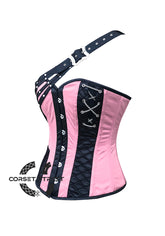 Pink And Black Satin Gothic Steampunk Costume Overbust Bustier Top